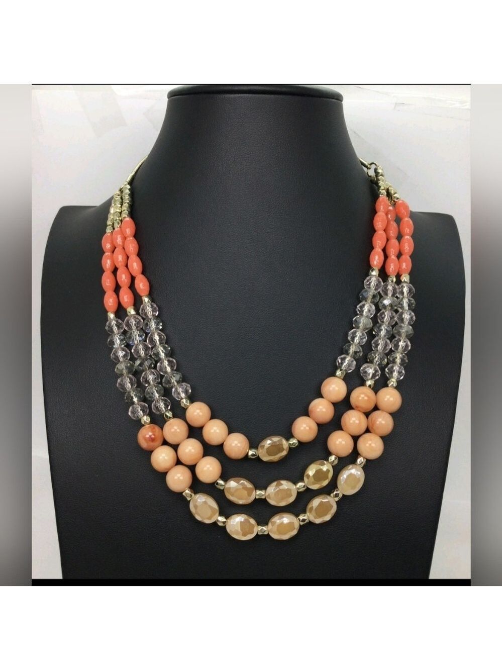 Ann Taylor Factory Multi Strand Beaded Necklace 19" EUC